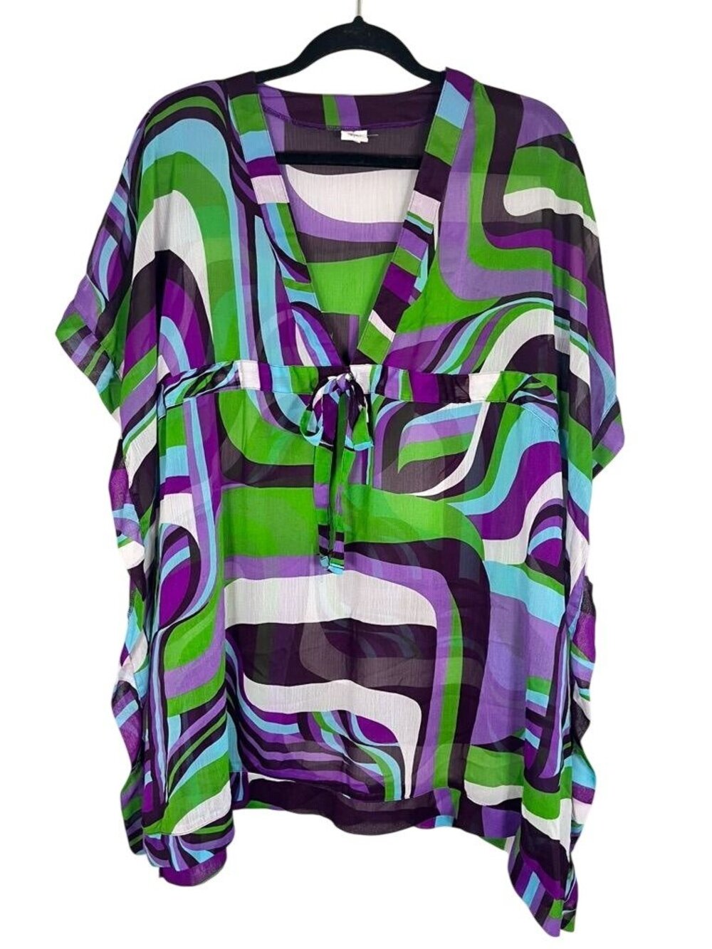 Mossimo Sheer Kimono L Colorful Festival Summer Beach Disco Funky Mod Eclectic